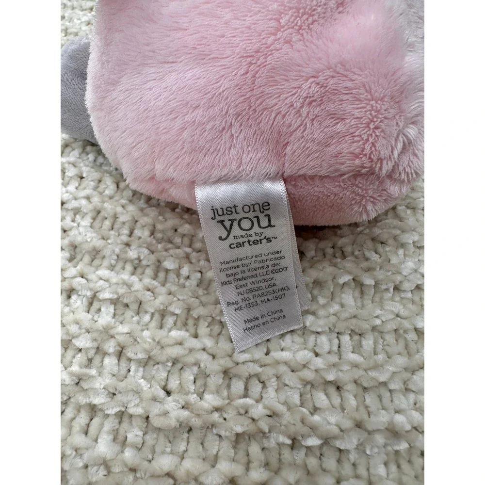 Carter's Just‎ One You Owl Plush Pink Grey Stuffed Animal Lovey Kids Toy 9 inch